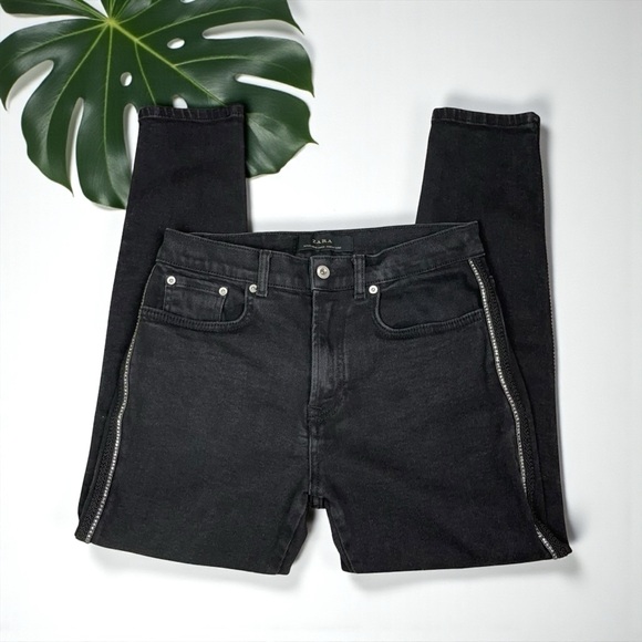 ZARA Jewel Stripe High Rise Skinny Jeans with Rhinestone Trim - Picture 4 of 10